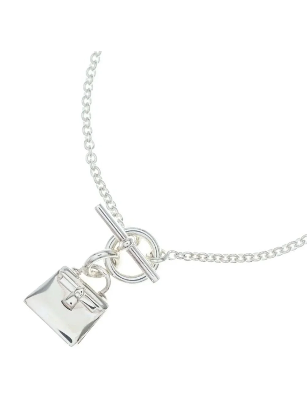 Hermes Amulet Kelly Pendant Chain Necklace Silver